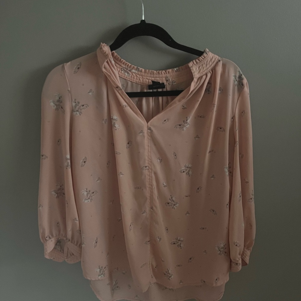 Worthington Pink Embellished Blouse with 3/4 Sleeves
